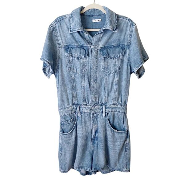 Good American | Weightless Short Jumpsuit Denim Romper Indigo Blue Medium - Picture 3 of 11